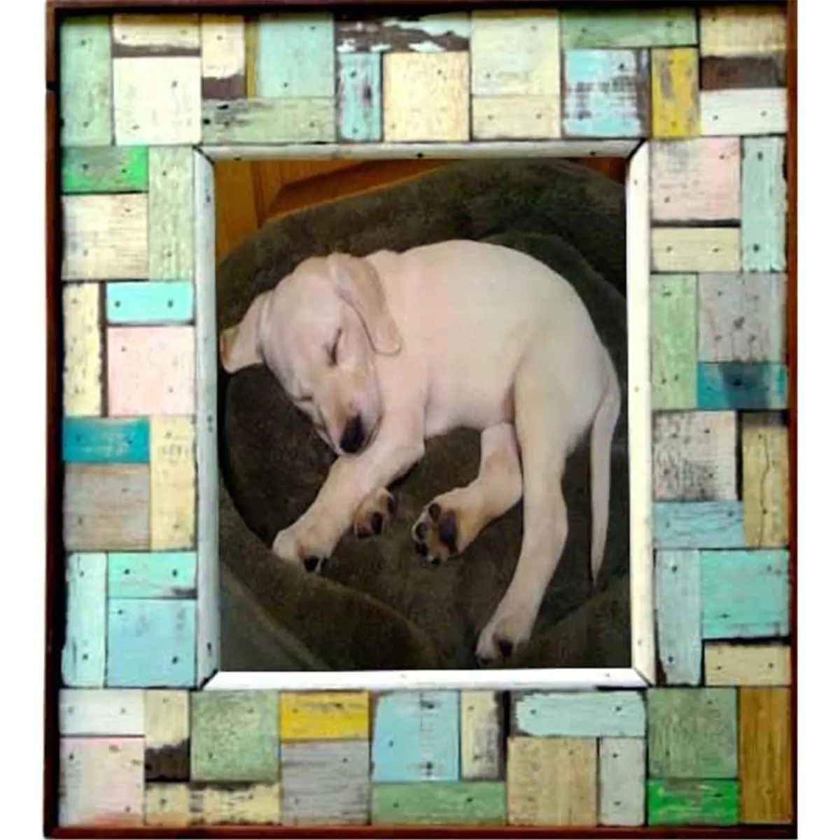 Chaba Decor  Multicolored 8 X 12 Frame With Mirror, Wood, Photo, Mirror Frame