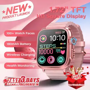 Elegant Women’s Smartwatch – 1.72 Inch HD Touchscreen, Fitness Tracker w/ Bluetooth Calls, Heart Rate, Sleep & Blood Oxygen, Durable Wristwatch