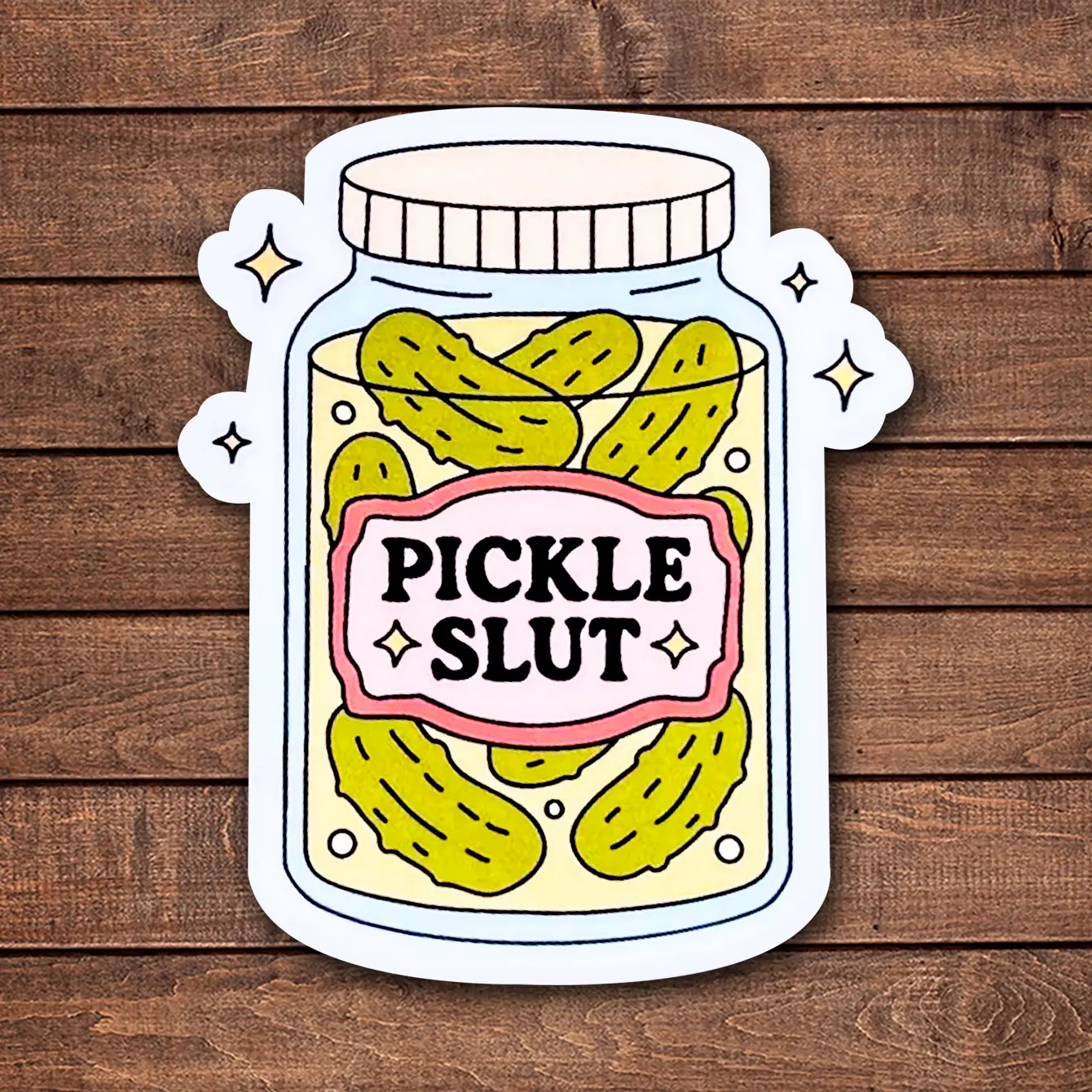 Funny “Pickle Slut” Vinyl Sticker, Waterproof Aesthetic Food Lover Decal, Perfect for Laptop, Water Bottle & Journal