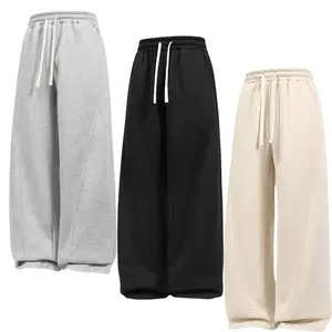 Men's Fleece Baggy Athleisure Jogger Pants - Drawstring Waist, Polyester Mens Clothing, Casual Sports Trousers for Spring, Autumn Daily Wear, Athleisure Style
