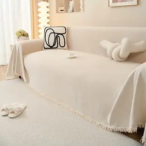 Classic Herringbone Dustproof Sofa Cover for Protection Against Dust and Pet Claws, Fringe Edges Design, Multi-Functional for 1-4 Seat Sofas, for Office and Bedroom, Sofa Slipcover, Sofa Couch Covers