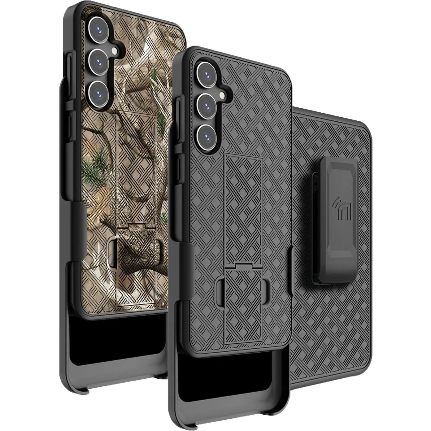 Case with Clip for Galaxy S23 FE Phone, Nakedcellphone Textured Slim Hard Shell Cover with Stand and [Rotating/Ratchet] Belt Hip Holster Holder Combo for Samsung SM-S711 (2023)