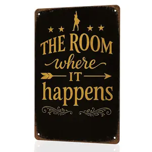 The Room Where It Happens Tin Sign 8x12, Hamilton Musical Wall Decor, Vintage Alexander Hamilton Metal Sign, Retro Broadway Art Print for Home Bar Dorm Man Cave