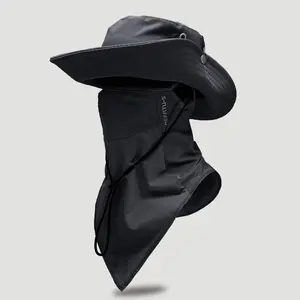 1 piece/2 pieces/3 pieces,Men's Summer Outdoor Fishing Sun Hat, Breathable Neck-protecting Cycling Sunshade Cap, Suitable for Hiking and Sports, UV-blocking Sunshade Face Shield, Ice Silk Arm Sleeves