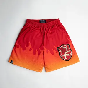 Some Slight Clothing Crimson Lion Shorts - Air Ventilation Mesh Premium Sublimated Design Unisex Fit with Inner Waist Drawstring & Side Pockets Menswear