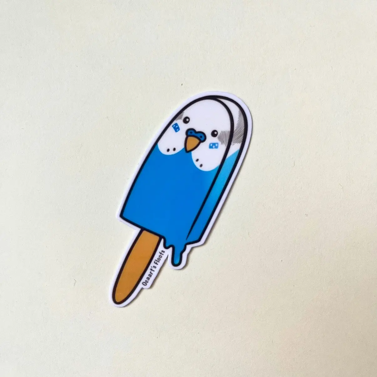 Budgie Parakeet Popsicle Sticker, vinyl waterproof weatherproof water bottle laptop journal decor decorative glossy sticker, cute funny foodie dessert parakeet budgie parrot bird popsicle sticker