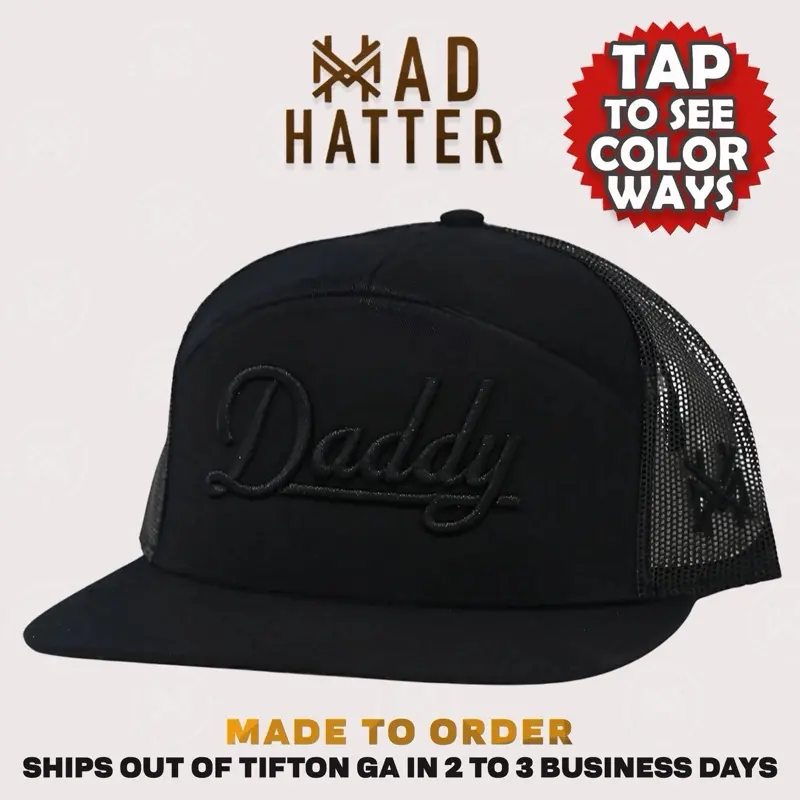 Daddy | By The Mad Hatter Co. 3D Puff Embroidery (Up To A Size 8 Head) Premium Mens Trucker Hat Gift Cap Daddy | By The Mad Hatter Co. 3D Puff Embroidery (Up To A Size 8 Head) Premium Mens Trucker Hat Gift Cap