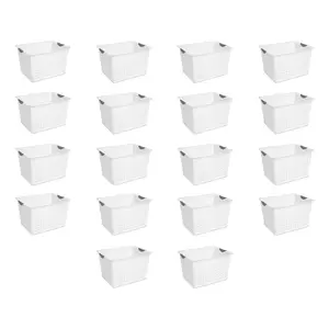 Sterilite Deep Ultra Plastic Storage Bin Organizer Basket with Handles (18 Pack)