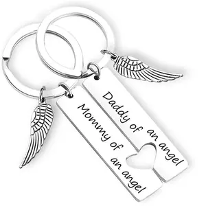 Mommy Daddy of an Angel Keychain Set of 2 Baby Memorial Jewelry Miscarriage Sympathy Gift for Infant Loss, Remembrance Keychains