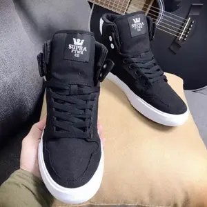 Supra Vaider Panda Black White Canvas Mid-Top Skate Shoes Unisex Footwear