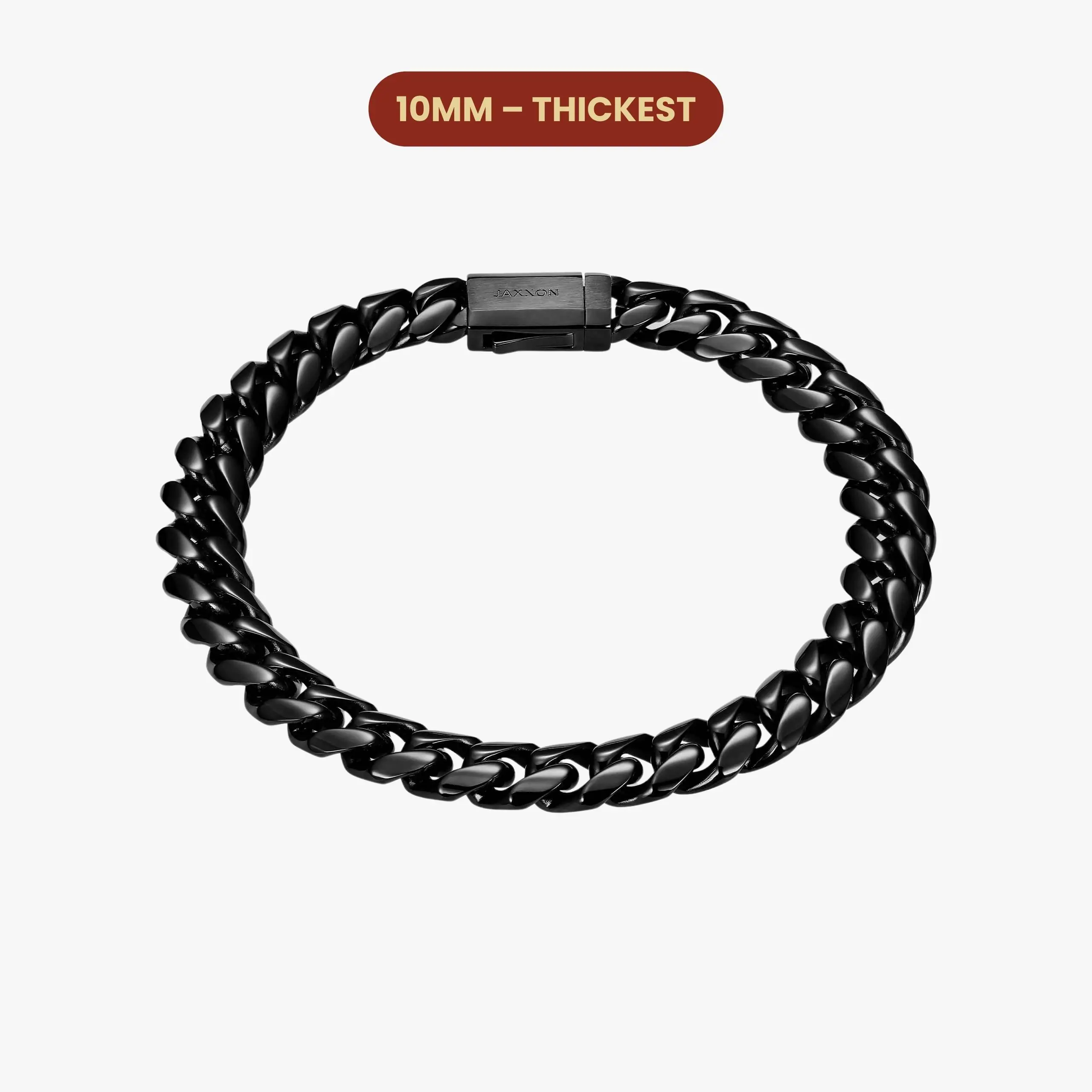 JAXXON Cuban Link Bracelet 8mm - Black - Waterproof - Box Clasp