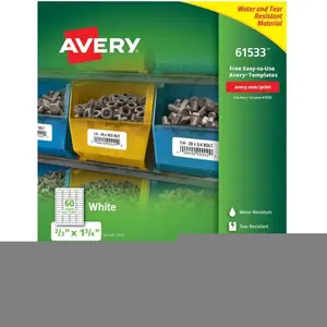 Avery Durable ID Labels - Polyester, White - Pack of 3000