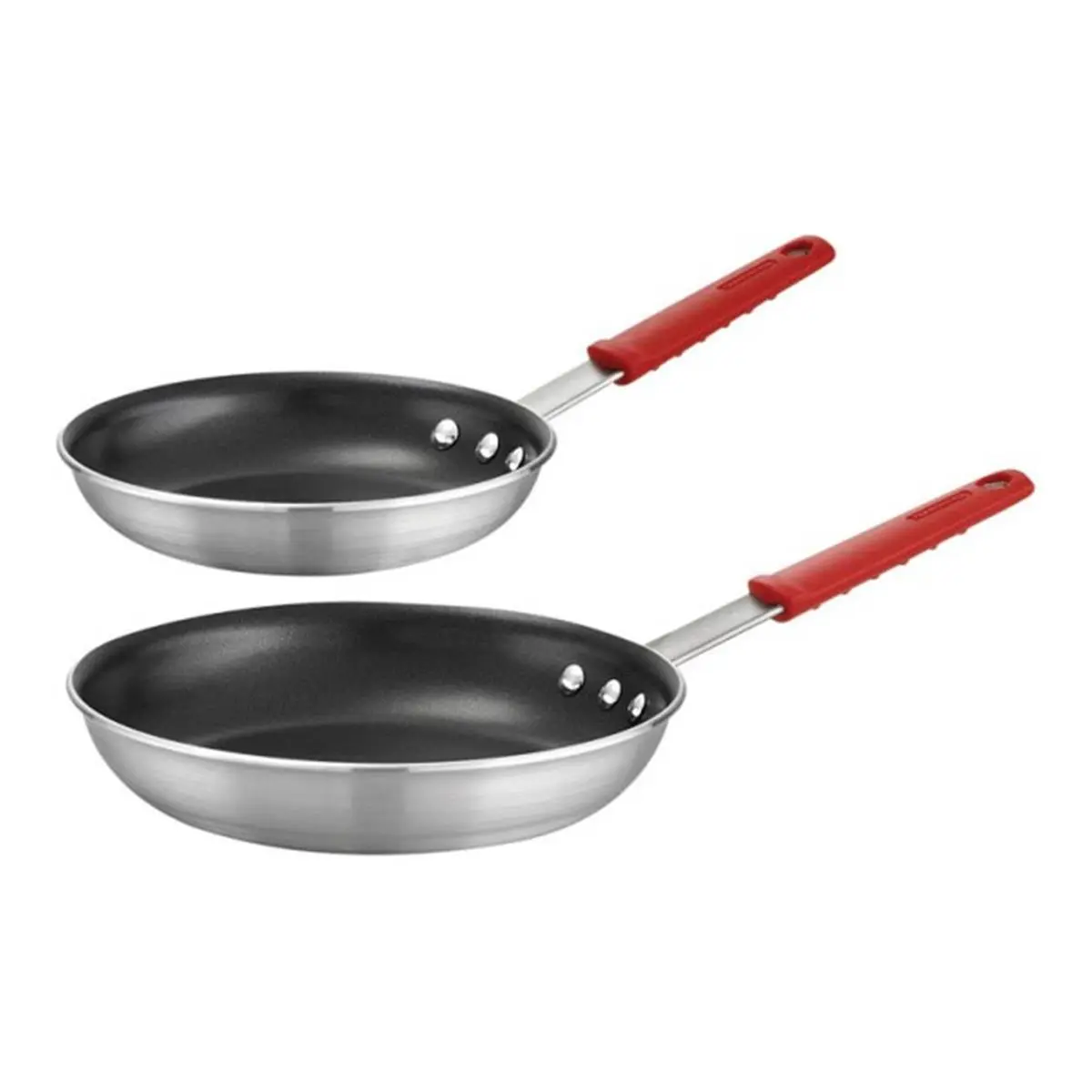 Tramontina 2-Pack Professional Heavy-Gauge Aluminum Fry Pans with Stainless Steel Accents, Ceramic Coating, Silicone Handles, Glass Lids, Stove-Compatible & Oven-Safe Cookware, Two Piece Sets