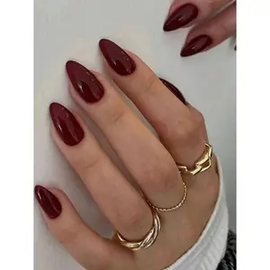 30PCS Simple & Elegant Plum Purple Press-On Nails | Short Almond Bare Nails for Women | Vintage Style Glossy Finish for All Seasons & Holidays