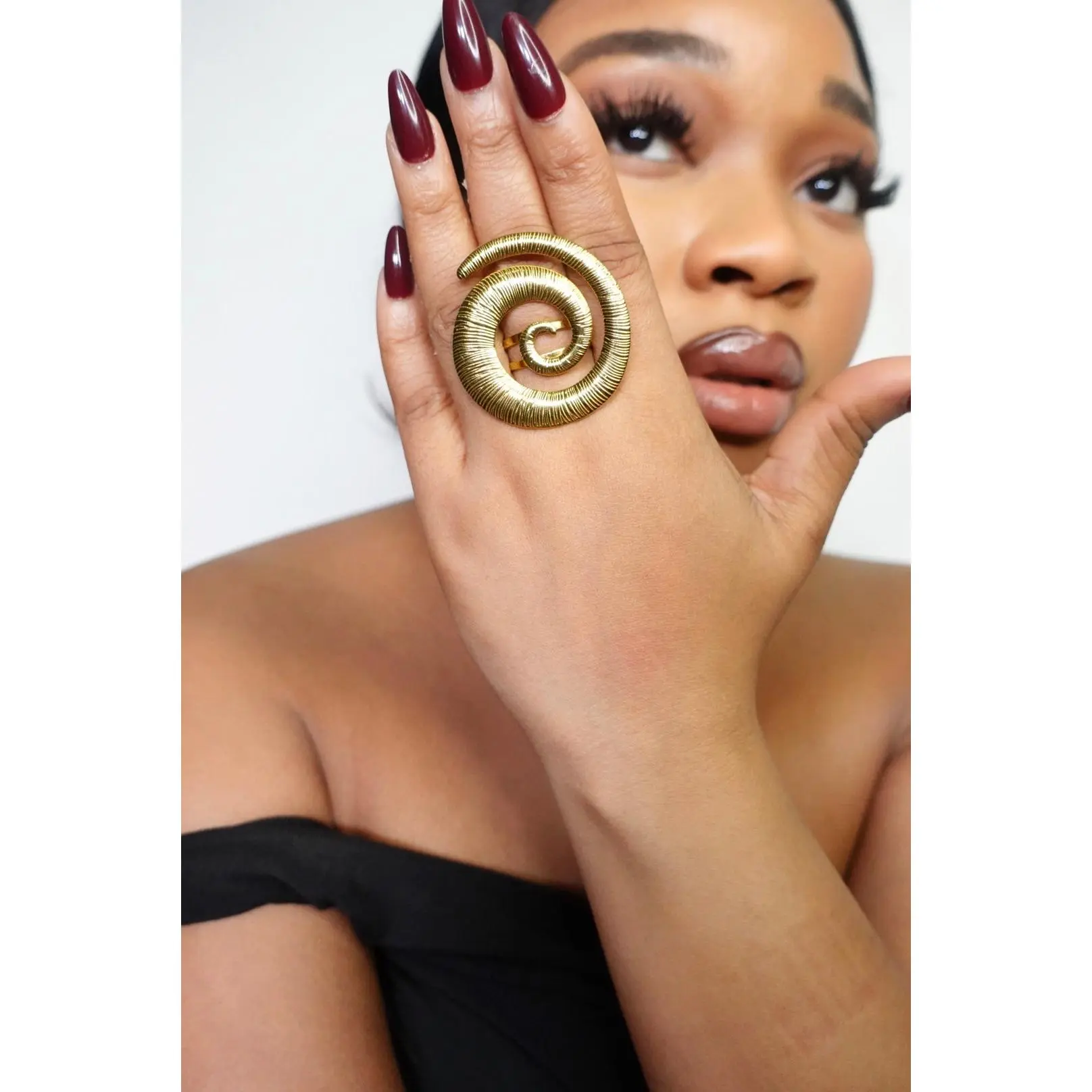 Kaya Sankɔfa Spiral Adjustable Statement Ring