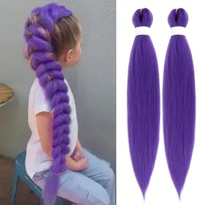 Kpop Anime Character Rumi 26-Inch Purple Braided Ponytail - Synthetic Fiber Hairband Elastic Band - Purple Hair Extension Wig for Women and Girls - Ideal for Stage Parties, Christmas Cosplay, and Festive Celebrations, Kpop Anime Character Purple Long