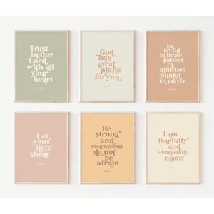 Bible Verse Wall Art Decor Kids Christian Canvas Pictures Inspirational Quotes Wall Art Jesus Religious Posters Educational Kids Artwork Christian Boho Prints for Bedroom 8x10 Inch Unframed Set of 6