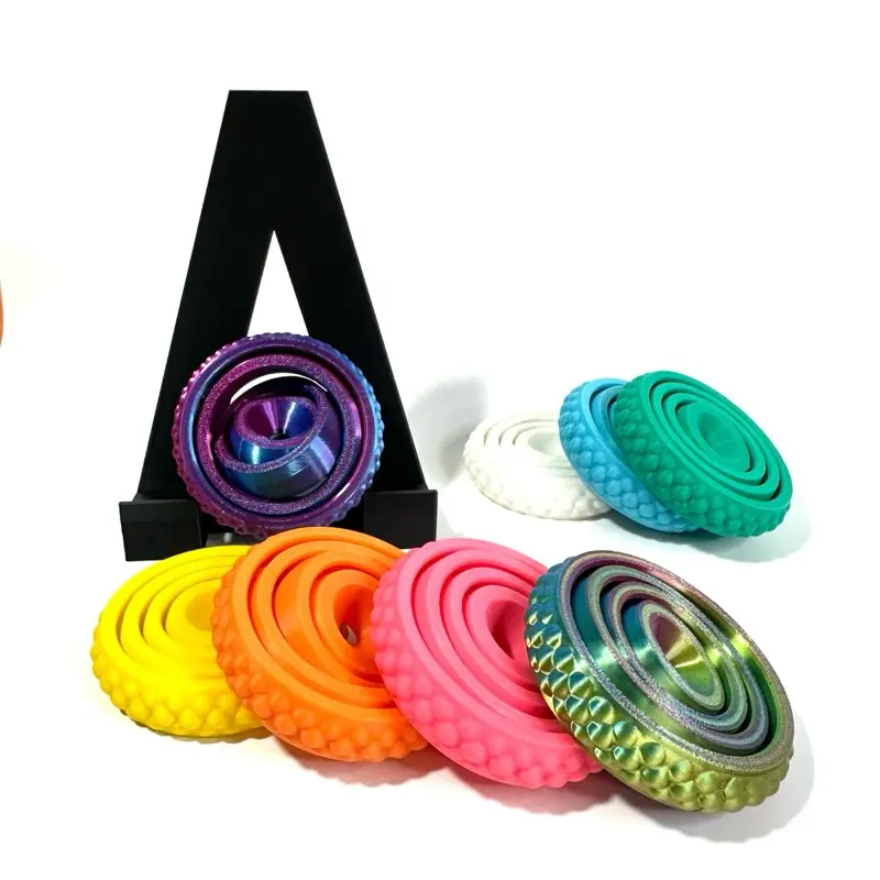 3D Printed Gyro Fidget Spinner - Fidgets Desk Accessory for Stress Relief - Interactive Handheld Home Decor Circle Figurine, Desk Accessories