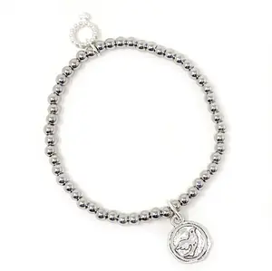 4mm Water Resistant Silver Hematite with Peace Be with You Dove