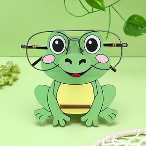 1 wooden glasses display stand - cartoon frog design, durable glasses stand, suitable for home and office decoration, cute frog glasses stand, frog decoration