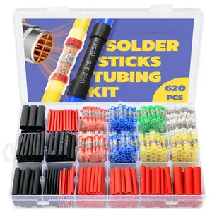 620 count Solder Seal Wire Connectors with Heat Shrink Tubing Kit - Solder Sticks Wire Terminals  Electrical Connectors and 3:1 Shrinking Tube for Marine,Automotive,Wiring Projects