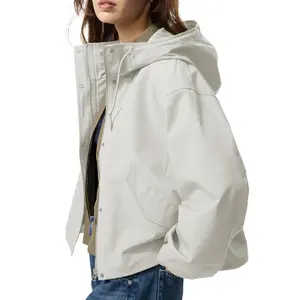 Songling Women's Zip-Up Short Waterproof Parka Raincoat: Windbreaker Jacket for Outdoor Hiking and Trench Coat with Hood
