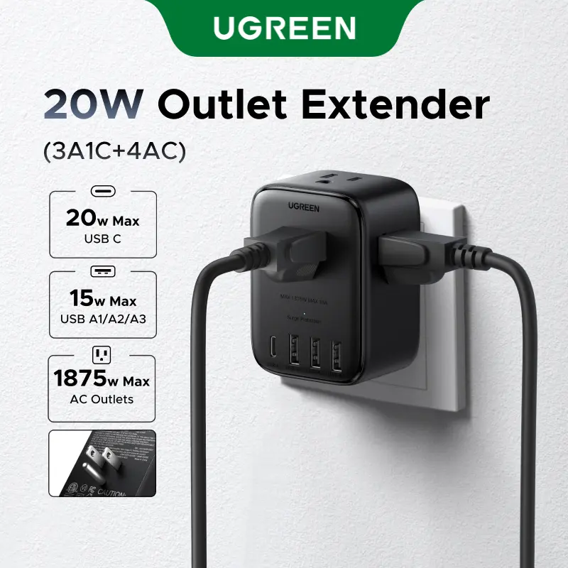 UGREEN USB-C Charging Station with AC Outlet, Nexode 8-in-1 Power Strip for Home and Office, with 4 AC, 1 USB C & 2 USB A for MacBook Pro/Air, iPad, iPhone 17 16，TikTokShopBlackFriday ,TikTokShopHolidayHaul summerwins