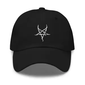 Black Metal Style Inverted Pentagram Embroidered Baseball Cap Satanic Ritual Dad hat