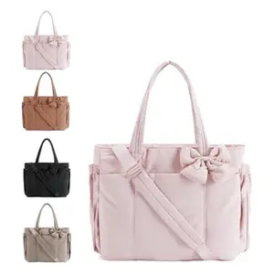 Lightweight Puffy Bow Tote Bag