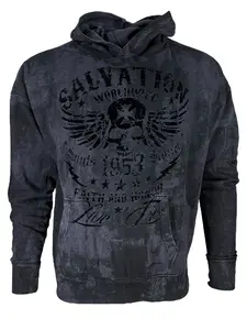 Archaic By Affliction Unisex Oversized Boxy Pullover Hoodie Black Tide