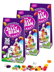 The Jelly Bean Planet Easter Jelly Beans Pack of 3 (8oz x3) – 36 Flavor Gourmet Candy, Gluten Free, Bunny Box Gift, Basket Stuffers Treats