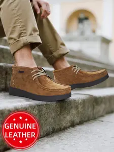 Men's High-End Genuine Leather Mid-Calf Boots, Handmade Stitched Business Casual Shoes, Soft Leather Anti-Slip Work Boots，Classic retro loafers, fashionable travel boots, elegant Moccasins men's ankle boots