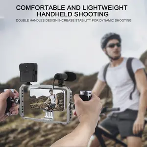 Dual Handle Smartphone Video Recording Stabilizer Rig, Vlog Filmmaking Cage Kit for iPhone and Android, Pro Smooth Handheld Grip, Magnetic & Classic Versions, Accessories
