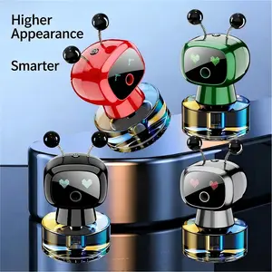 Smart Cute Robot Car Air Freshener, Fine Spray Car Aromatherapy Machine with Four-Gear Adjustment, Auto On/Off Mini Robot Fillable Essential Oil Diffuser for Vehicle Home Office (Flower)