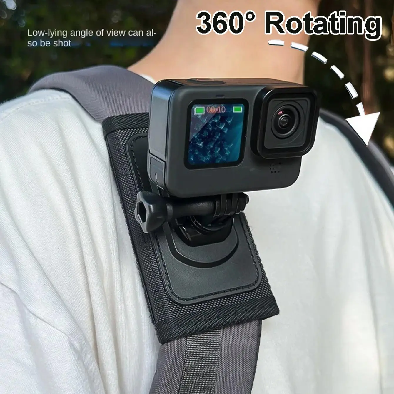 360° Rotating Clip-on Backpack Chest Strap Sports Camera Holder, Camera Accessories, Durable Mount with Adjustable Shoulder Pad for GoPro Hero 13, Insta360 X3, SJCAM, Wearable Action Camera