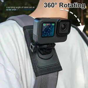 360° Rotating Clip-on Backpack Chest Strap Sports Camera Holder, Durable Mount with Adjustable Shoulder Pad for GoPro Hero 13, Insta360 X3, SJCAM, Wearable Action Camera