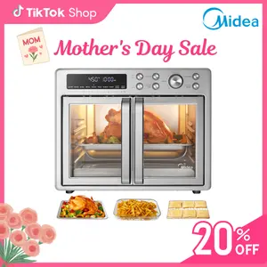 [2026 Kitchen Hack] Midea Flexify French Door Air Fryer Toaster Oven Combo 26.4 QT, Extra Large Countertop Air Fryer Oven 10-in-1 Combo 25% Faster Cooking & 90% Less Oil, Elegant Design Convection Fan, Gift of the Season