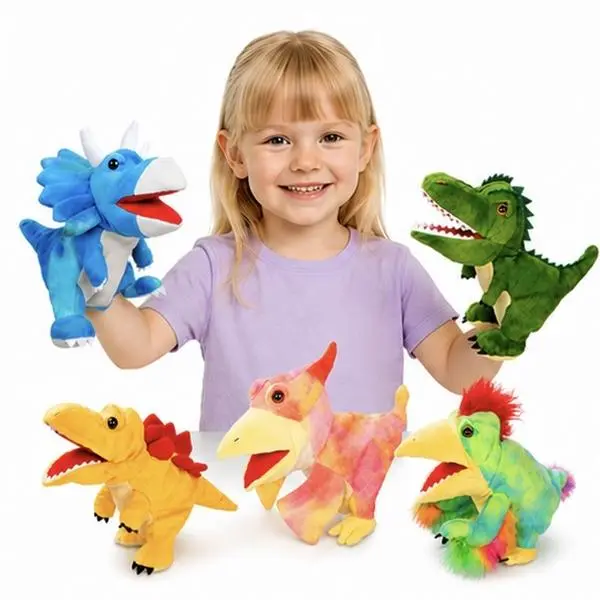Unisex Kids Dinosaur Realistic Soft Plush Hand Puppet - Toddler+ Interactive Stuffed Toy, Flexible Open Mouth, Exquisite Design, Boosts Creativity, Helps Children Stay Away from Electronic Devices, Christmas Home Gift, Interactive Toy, Boys And Girls