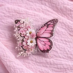 Cute Pink Floral Butterfly Magsafe Phone Grip - Magnetic Pop Socket & Kickstand - Girly Aesthetic Gift