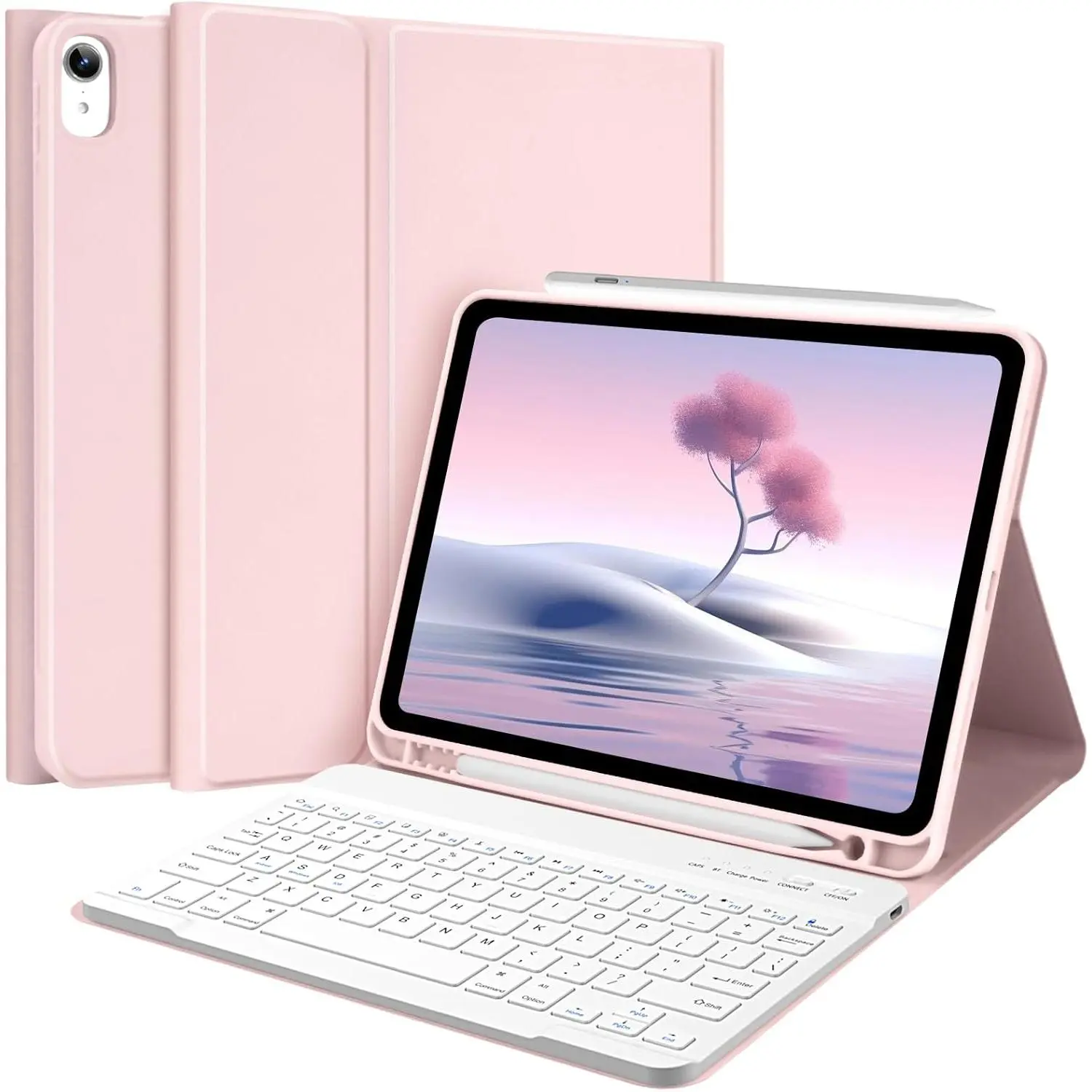 iPad Air 11-Inch M2 2024/Rechargeable Keyboard with Keyboard, Pencil Holder,  Case