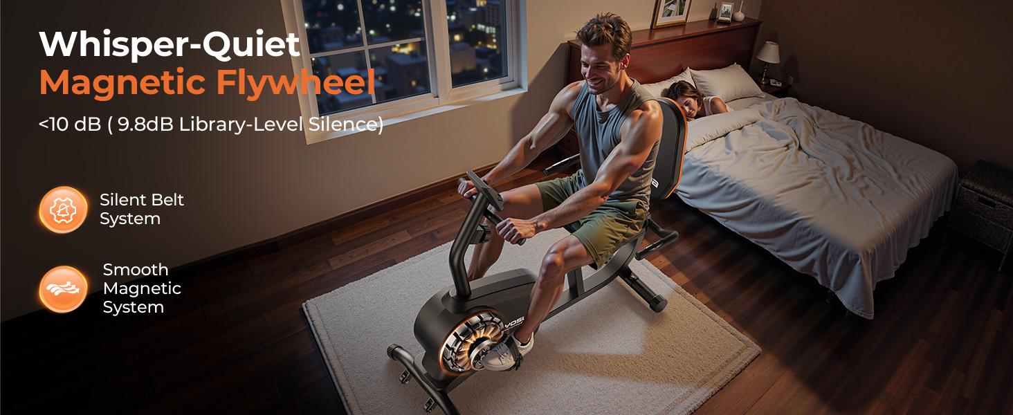 YOSUDA Recumbent Exercise Bike for Home，Magnetic Staionary Bike for Seniors/Adults with Adjustable Seat, 350LB Capacity, 16-level Resistance, LCD Monitor & Pulse Sensors
