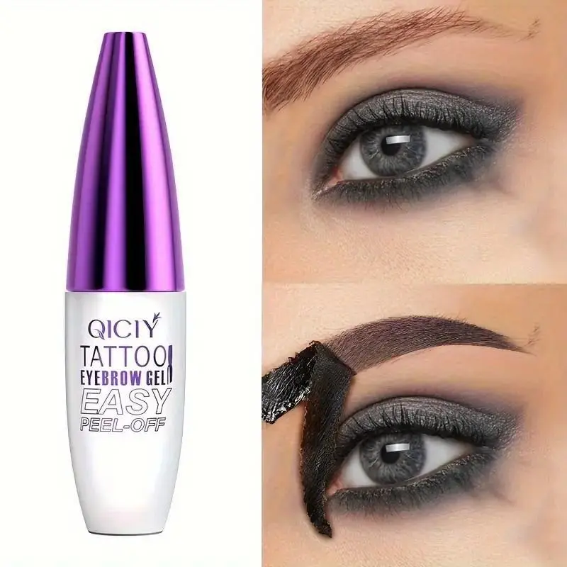 Easy Peel-Off Eyebrow Gel - Waterproof & Sweatproof, Long-Lasting Black or Brown Tattoo Tint, Film Forming, Medium Coverage for All Skin Types Makeup Cosmetic lash extension tweezer easy peel-off eyebrow gel easy peel-off eyebrow