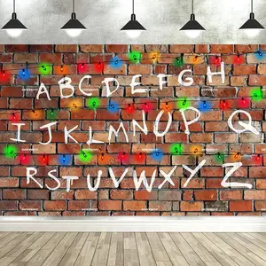 New HD American TV Retro Sci-Fi Mystery Stranger Backdrop Alphabet  Lights Episode Series Banner Party Decor Background Photo Prop Gift