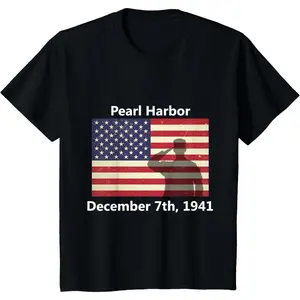 Cotton Short Sleeve WW2 Pearl Harbor American USA Flag Remember Veteran Military T-Shirt For Men Women