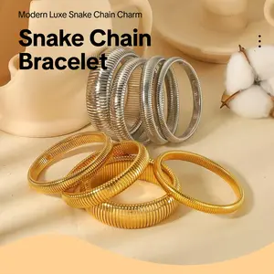 Premium Stainless Steel Snake Chain Bracelet, Adjustable Wrap Bangle for Men & Women, Elegant Luxury Jewelry jewellery