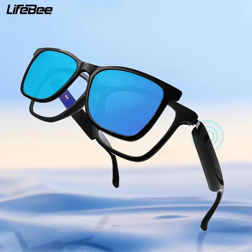 LIFEBEE Smart Wireless Audio Glasses, Cyber Smart Bluetooth-compatible Glasses, Anti-blue Light Sunglasses Lens Kit for Outdoor Sports Driving, Cyber