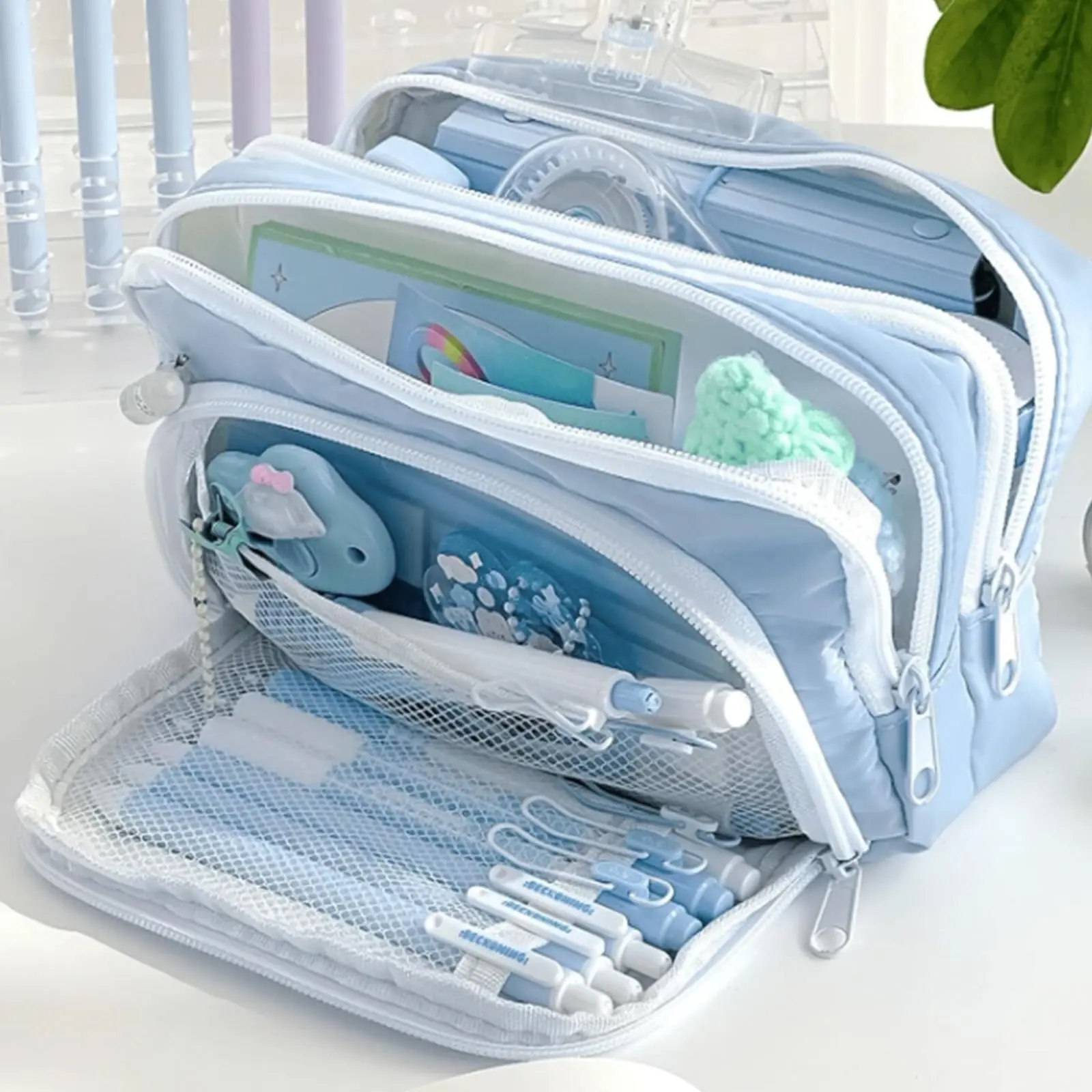 Pencil Case Pencil Pouch, Pencil Bag, Practical Stationery Storage Organizer with Slots, Compartments, Ideal for Desk and Office Supplies, Essential School and Work Accessories