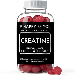Creatine Monohydrate Gummies | Strawberry Flavor | Vegan Pectin Based | Non-GMO | Gluten Free | 60 Count | Made in USA