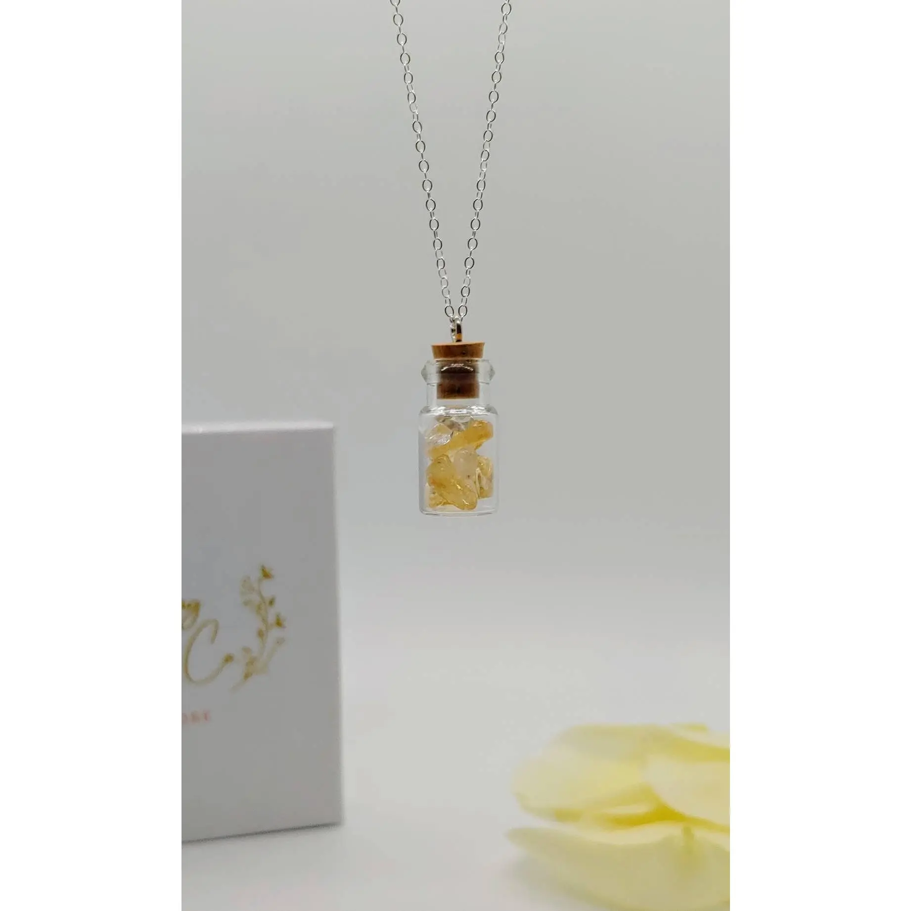 Raw Citrine Crystal Necklace: Sterling Silver Healing Jewelry