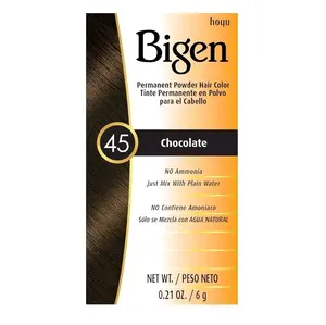 Bigen 45 Chocolate Permanent Powder Hair Color No Ammonia Just Mix With Plain Water 0.21 oz 6 g 45 Chocolate